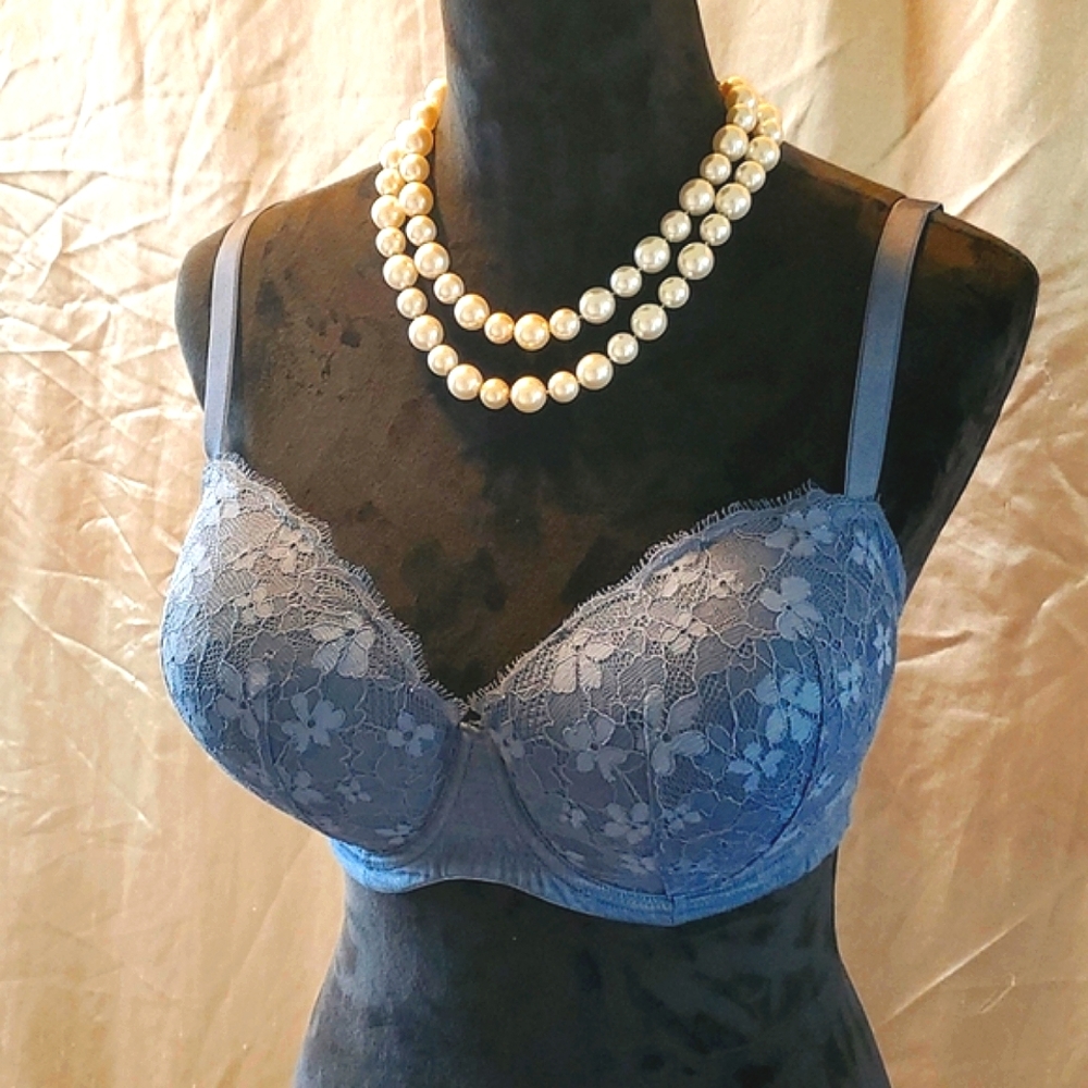 Denim and Lace Dream Angel's Lined Demi Bra Victoria's Secret 36DD/36E